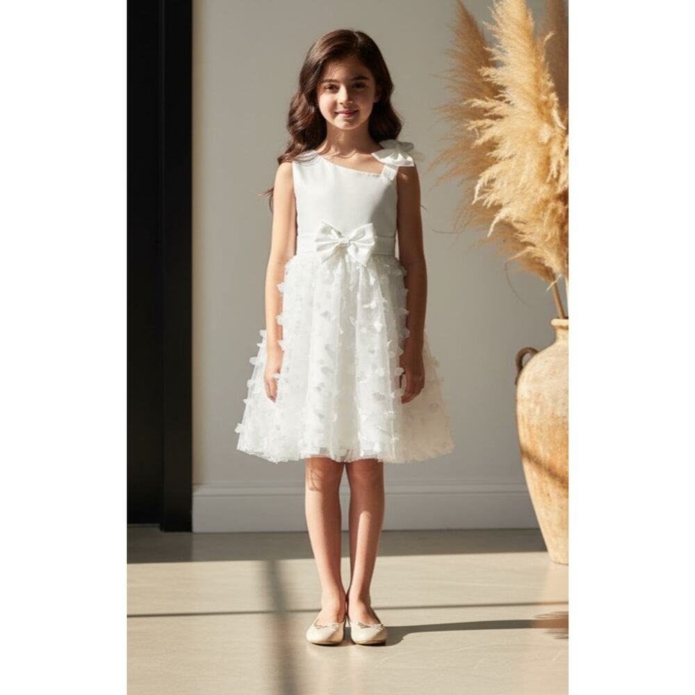 White Tulle Overlay Easter Pagent Church Party Butterfly Dress Size 3T
